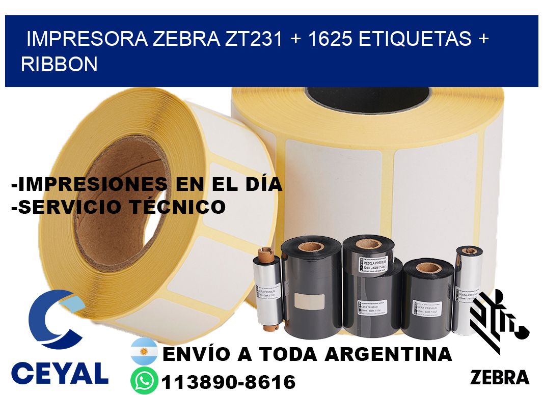 impresora zebra zt231 + 1625 etiquetas + ribbon