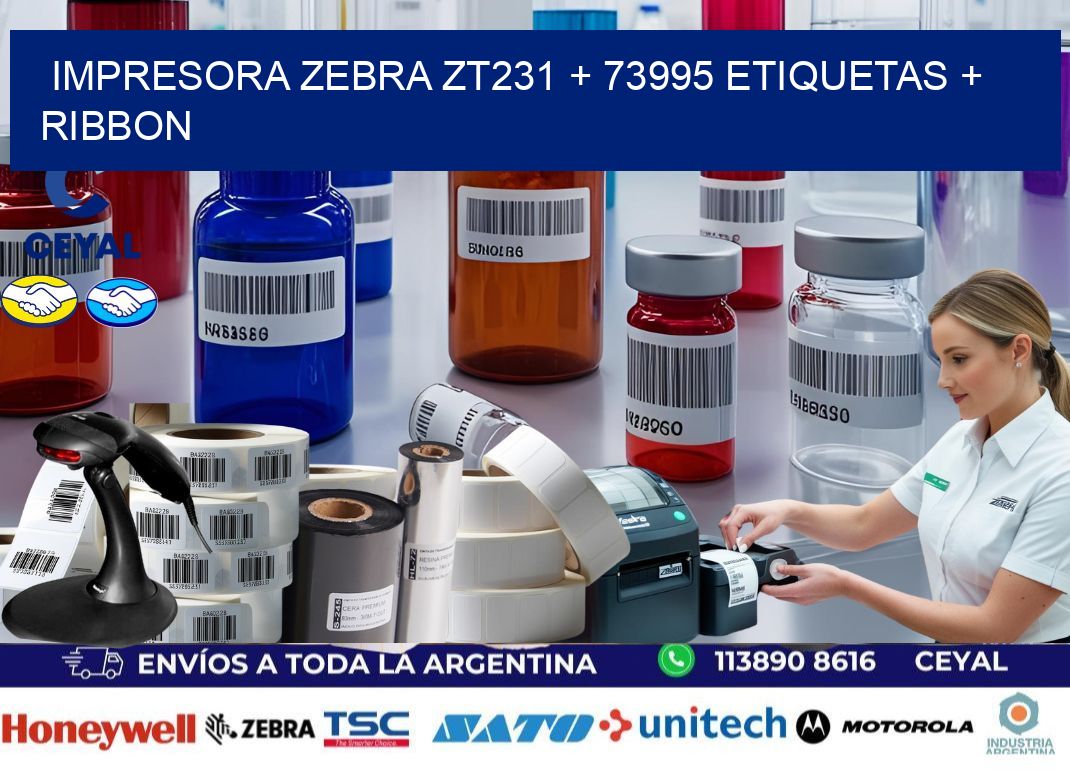 impresora zebra zt231 + 73995 etiquetas + ribbon