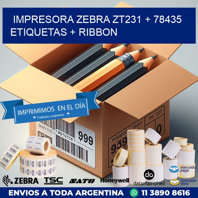 impresora zebra zt231 + 78435 etiquetas + ribbon