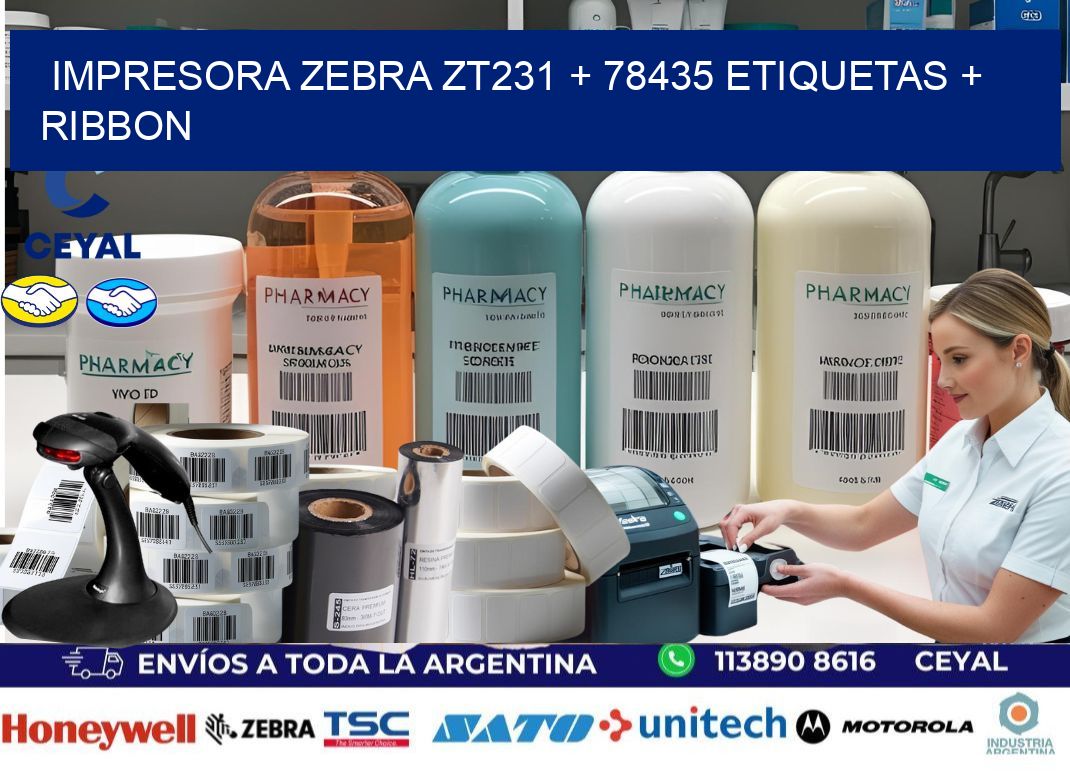 impresora zebra zt231 + 78435 etiquetas + ribbon