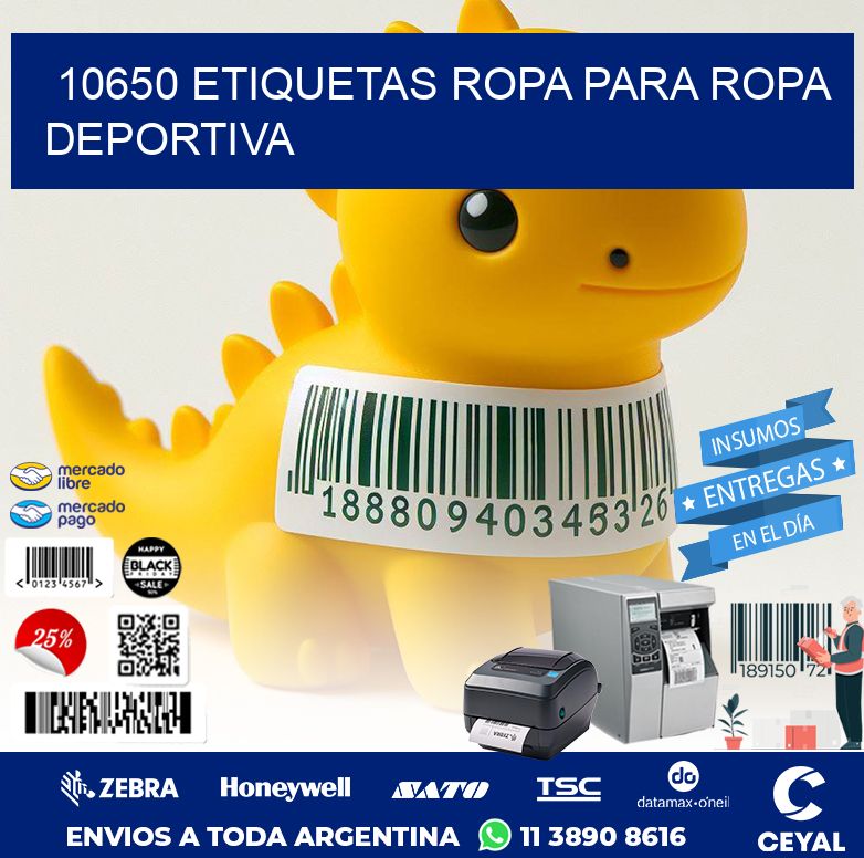 10650 Etiquetas ropa para ropa deportiva