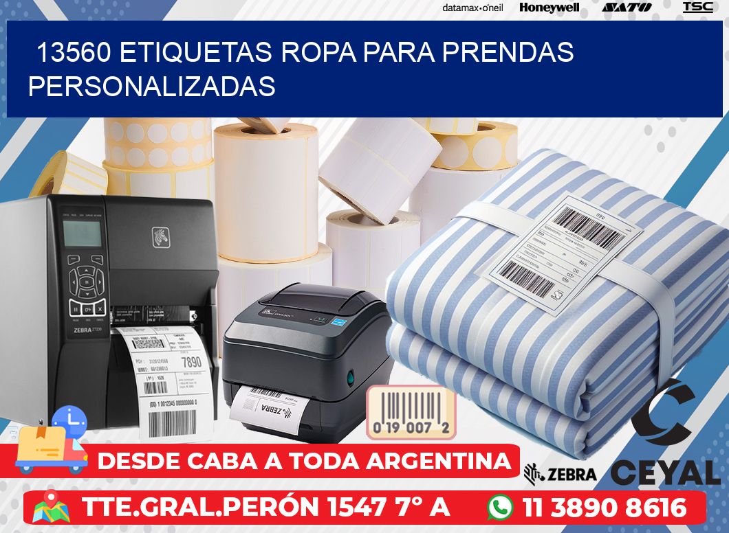 13560 Etiquetas ropa para prendas personalizadas