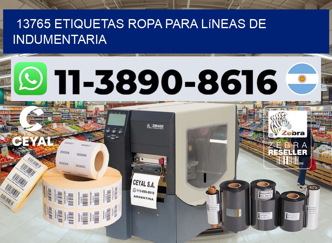 13765 Etiquetas ropa para líneas de indumentaria