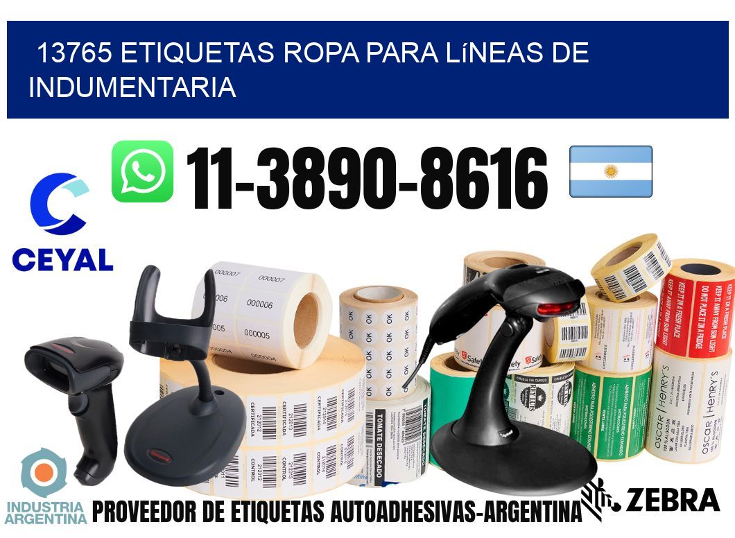 13765 Etiquetas ropa para líneas de indumentaria