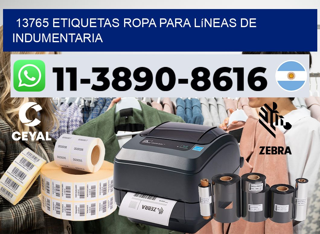 13765 Etiquetas ropa para líneas de indumentaria