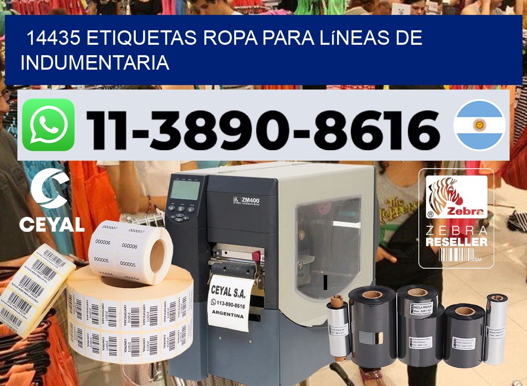 14435 Etiquetas ropa para líneas de indumentaria