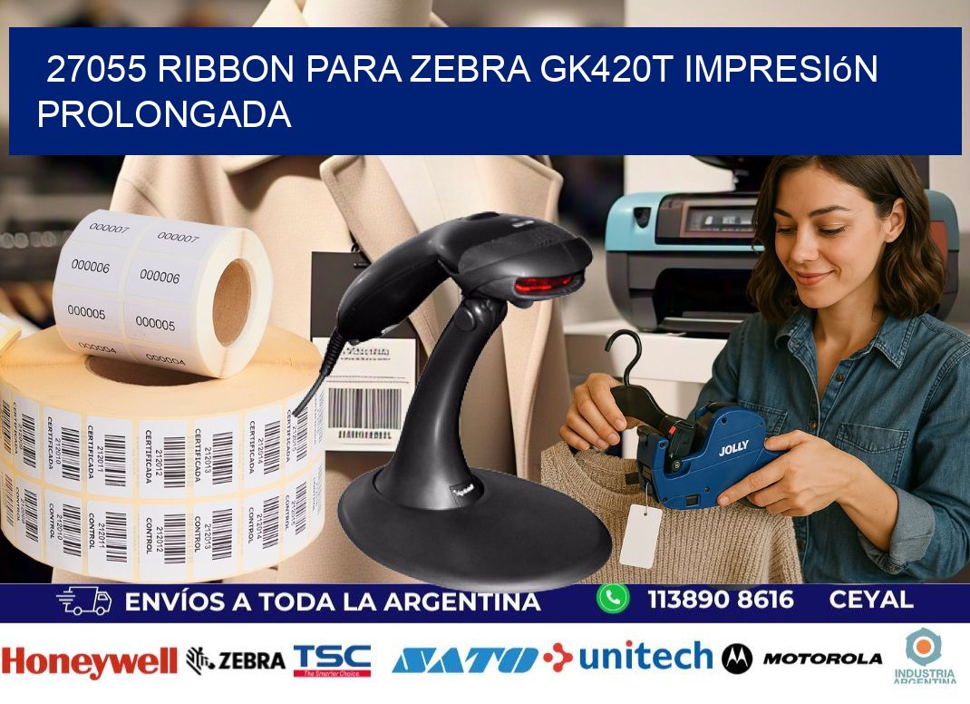 27055 ribbon para zebra gk420t impresión prolongada