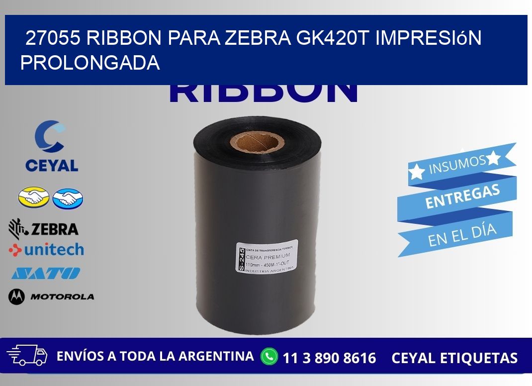 27055 ribbon para zebra gk420t impresión prolongada