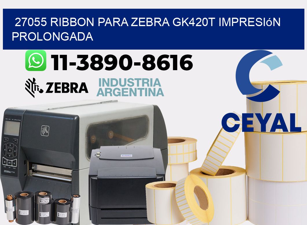 27055 ribbon para zebra gk420t impresión prolongada