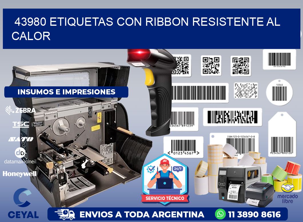 43980 etiquetas con ribbon resistente al calor