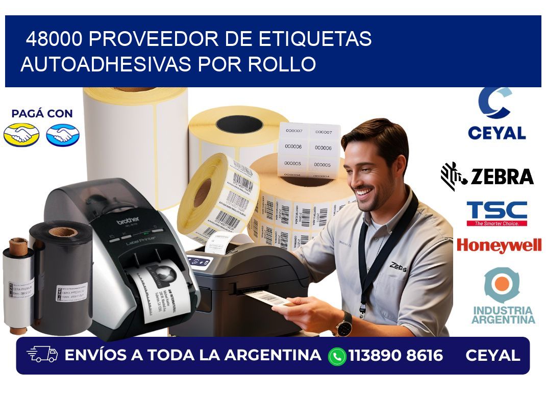 48000 proveedor de etiquetas autoadhesivas por rollo