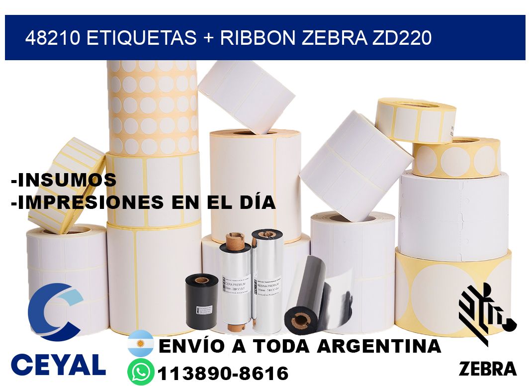 48210 etiquetas + ribbon zebra zd220