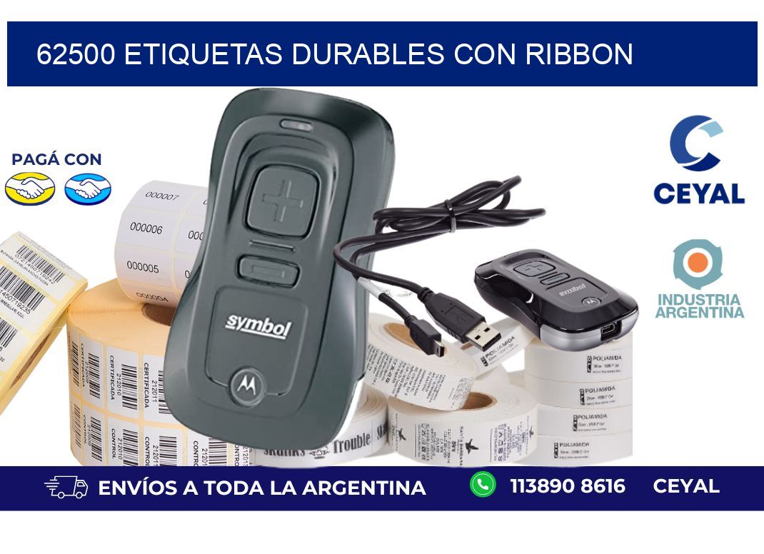 62500 etiquetas durables con ribbon