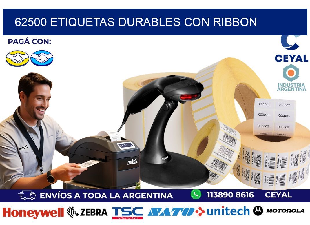 62500 etiquetas durables con ribbon