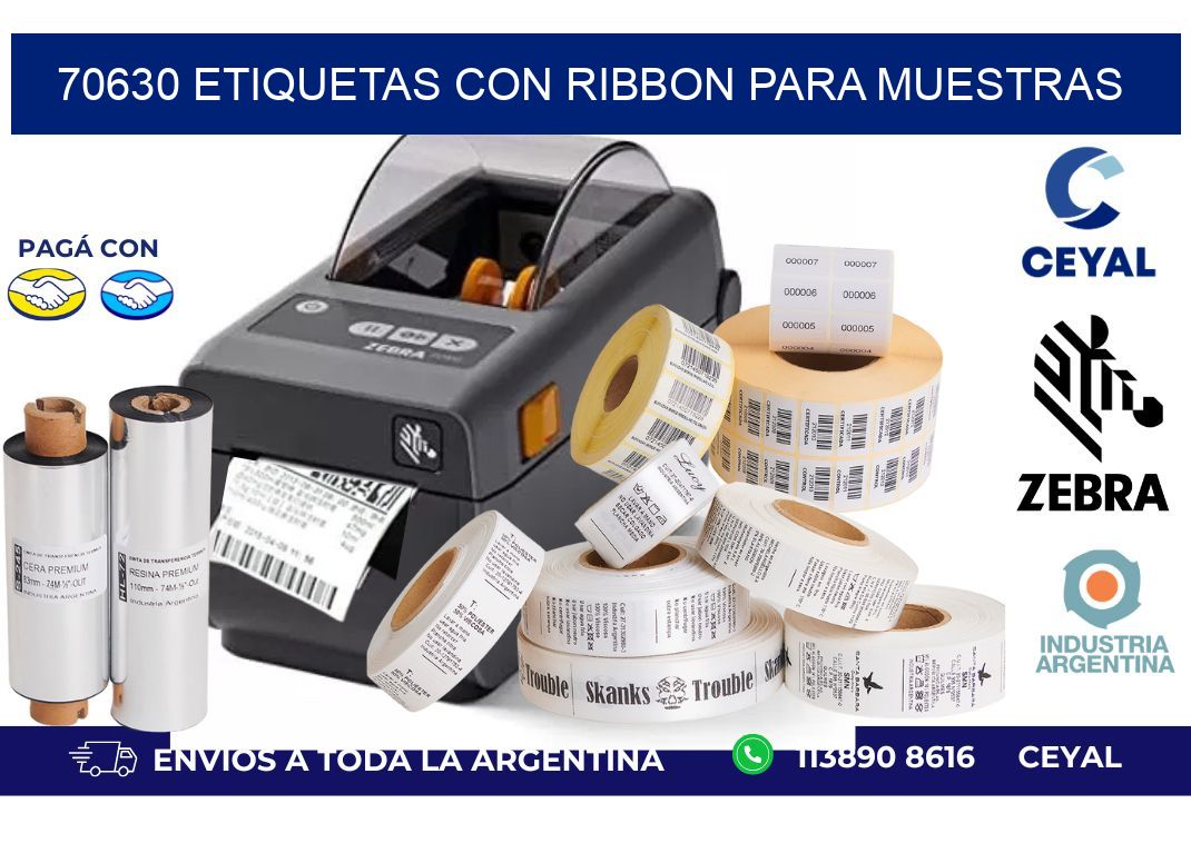 70630 etiquetas con ribbon para muestras