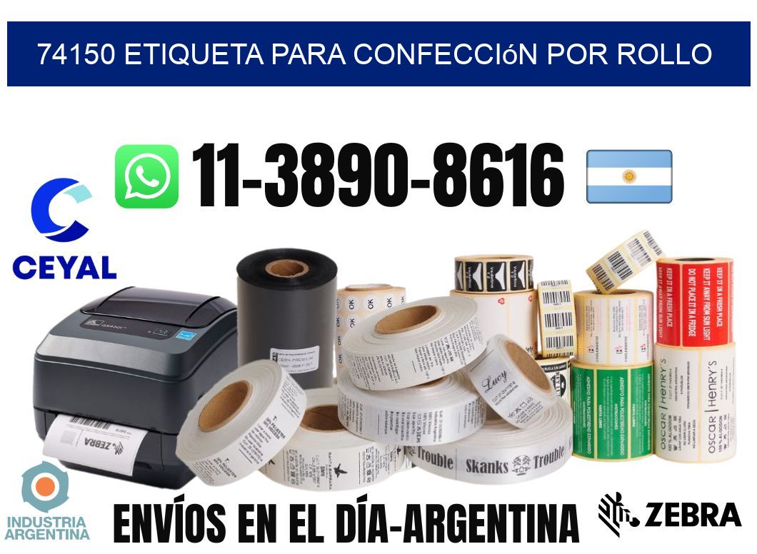 74150 etiqueta para confección por rollo