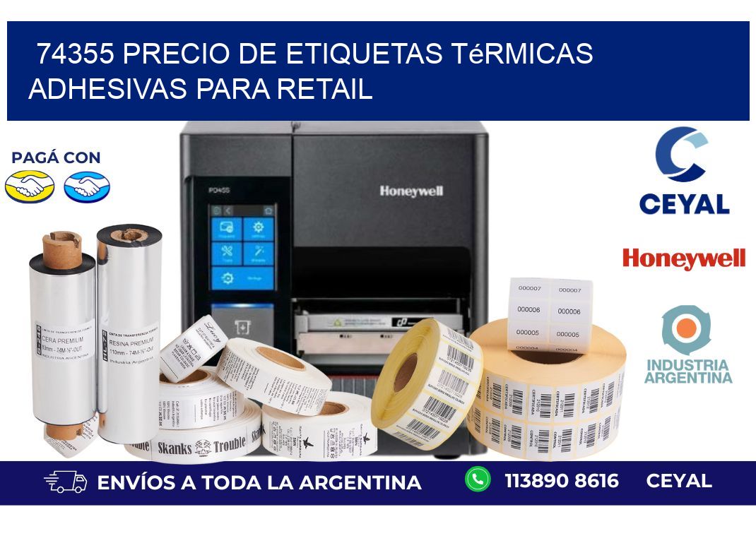 74355 precio de etiquetas térmicas adhesivas para retail
