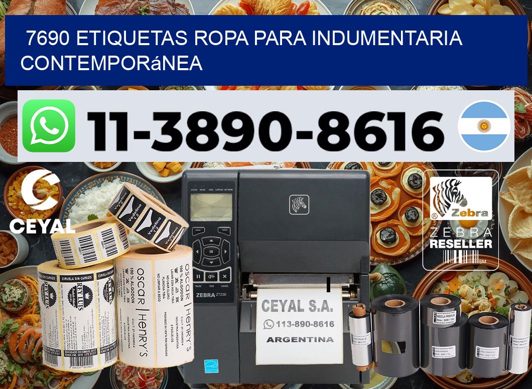 7690 Etiquetas ropa para indumentaria contemporánea