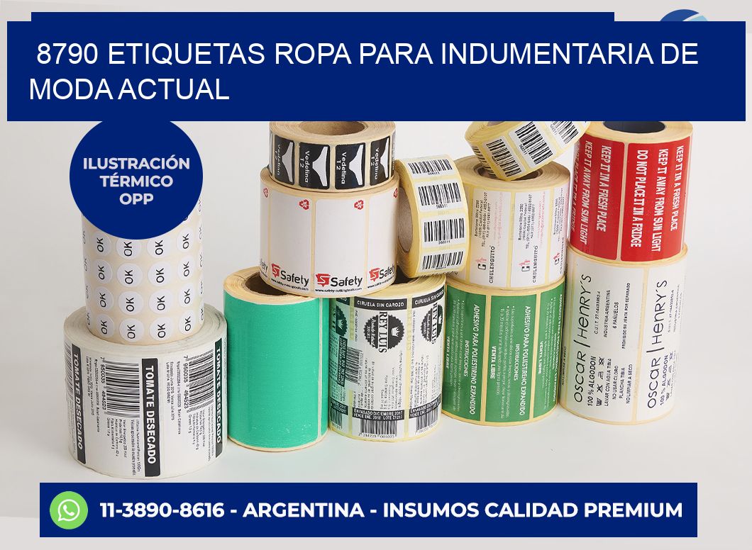 8790 Etiquetas ropa para indumentaria de moda actual