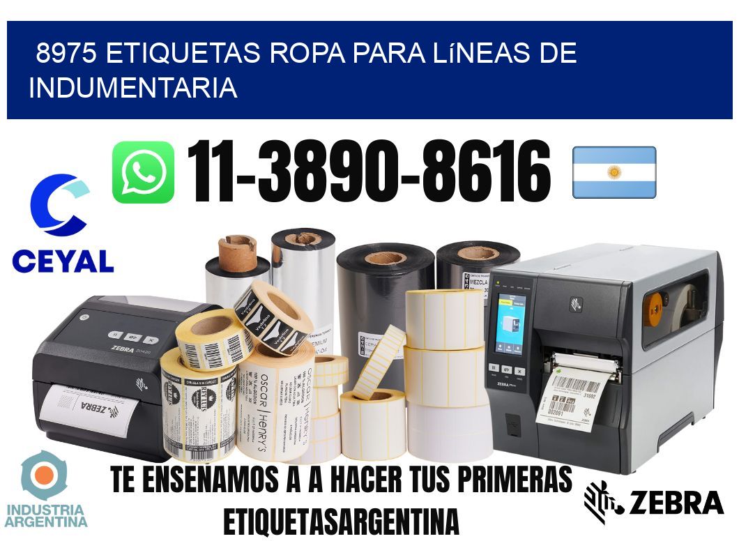 8975 Etiquetas ropa para líneas de indumentaria
