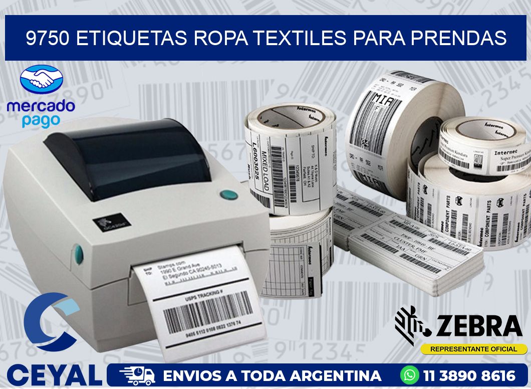 9750 Etiquetas ropa textiles para prendas