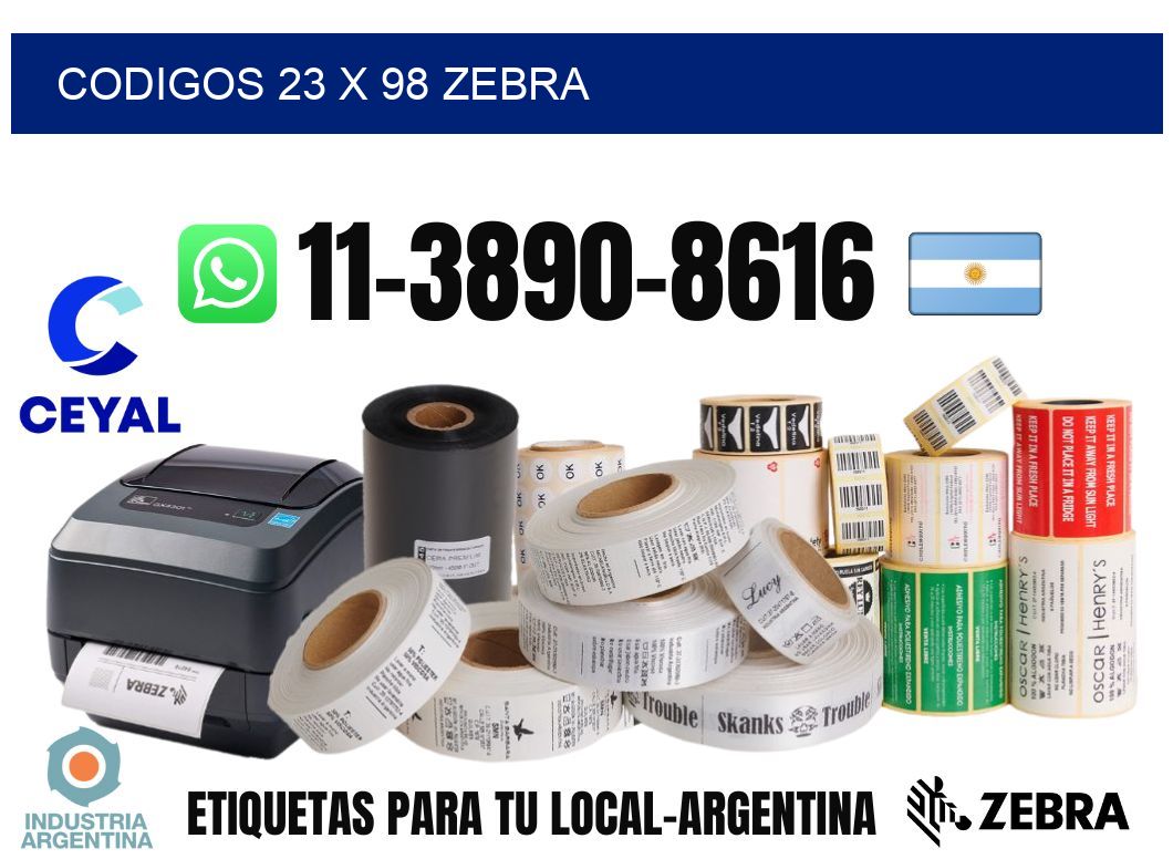 codigos 23 x 98 zebra