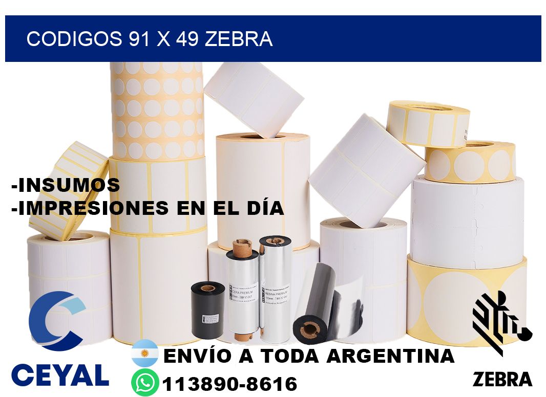 codigos 91 x 49 zebra