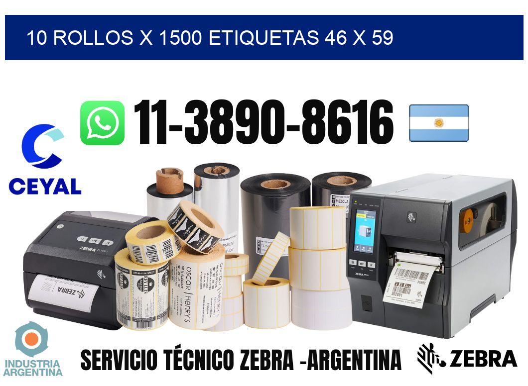10 rollos x 1500 etiquetas 46 x 59