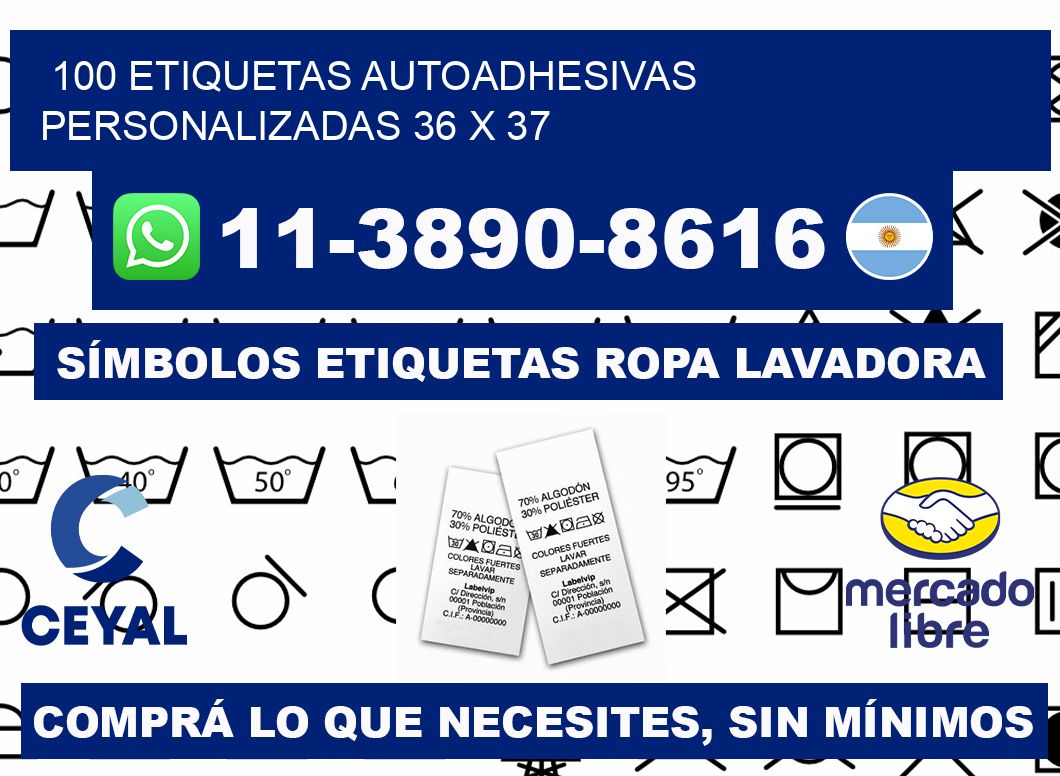 100 Etiquetas autoadhesivas personalizadas 36 x 37