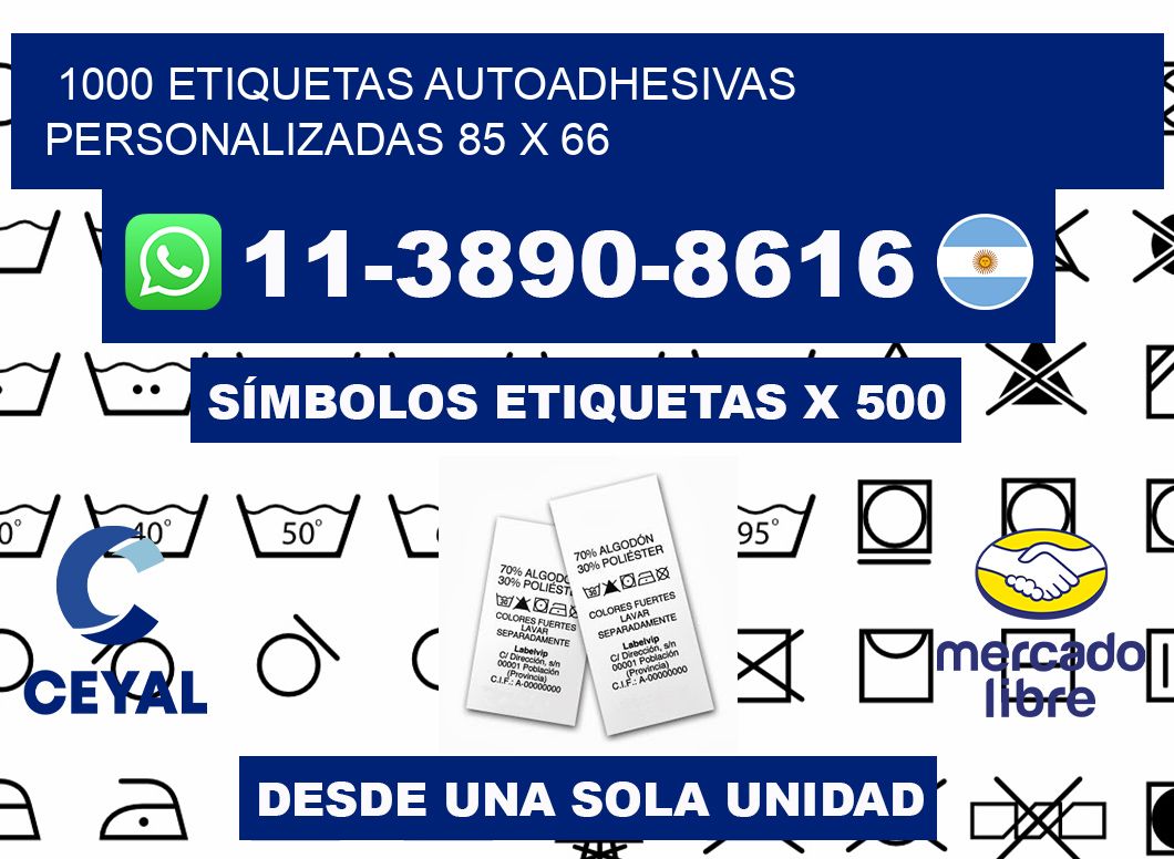 1000 Etiquetas autoadhesivas personalizadas 85 x 66