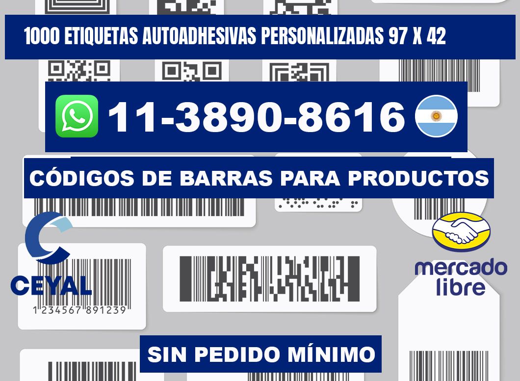 1000 Etiquetas autoadhesivas personalizadas 97 x 42