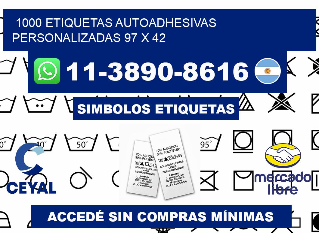 1000 Etiquetas autoadhesivas personalizadas 97 x 42