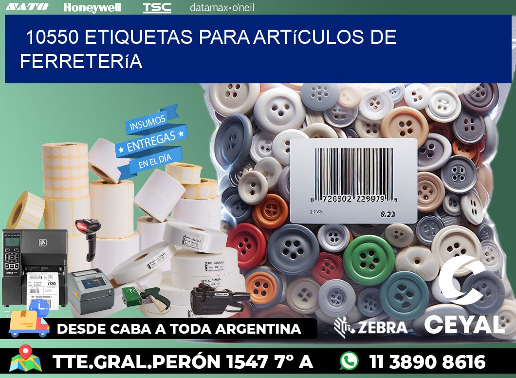 10550 Etiquetas para artículos de ferretería