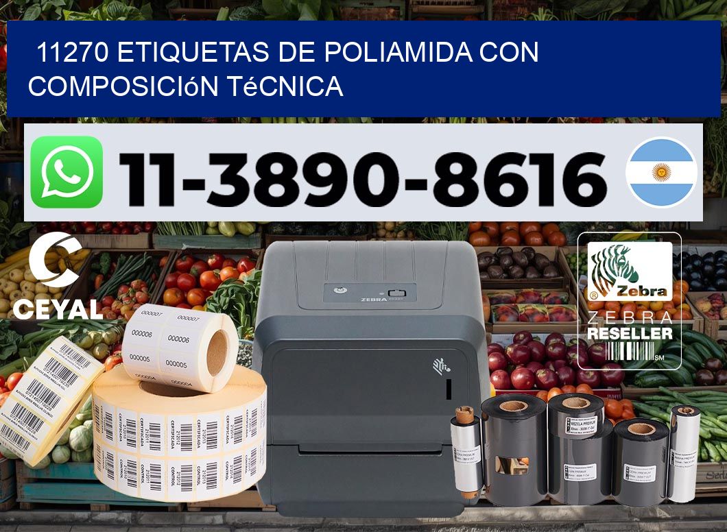 11270 Etiquetas de poliamida con composición técnica