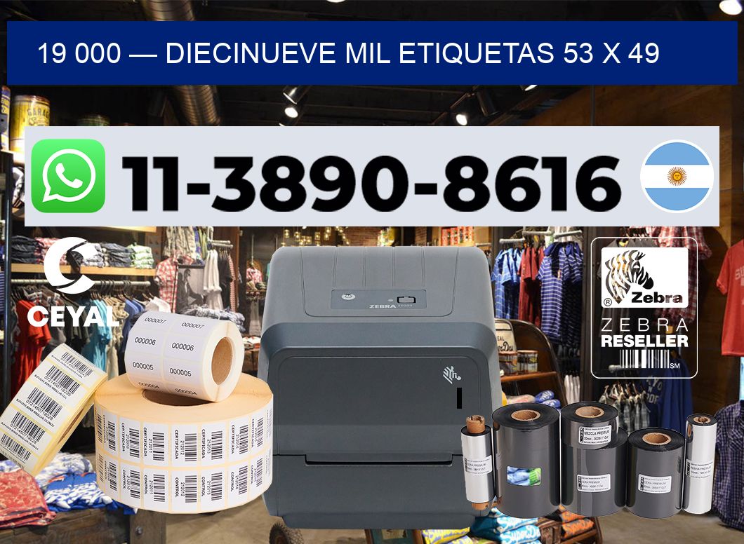 19 000 — diecinueve mil etiquetas 53 x 49