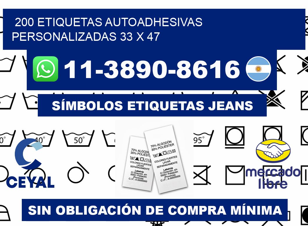 200 Etiquetas autoadhesivas personalizadas 33 x 47