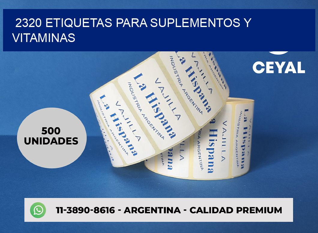 2320 Etiquetas para suplementos y vitaminas