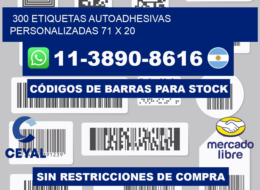 300 Etiquetas autoadhesivas personalizadas 71 x 20