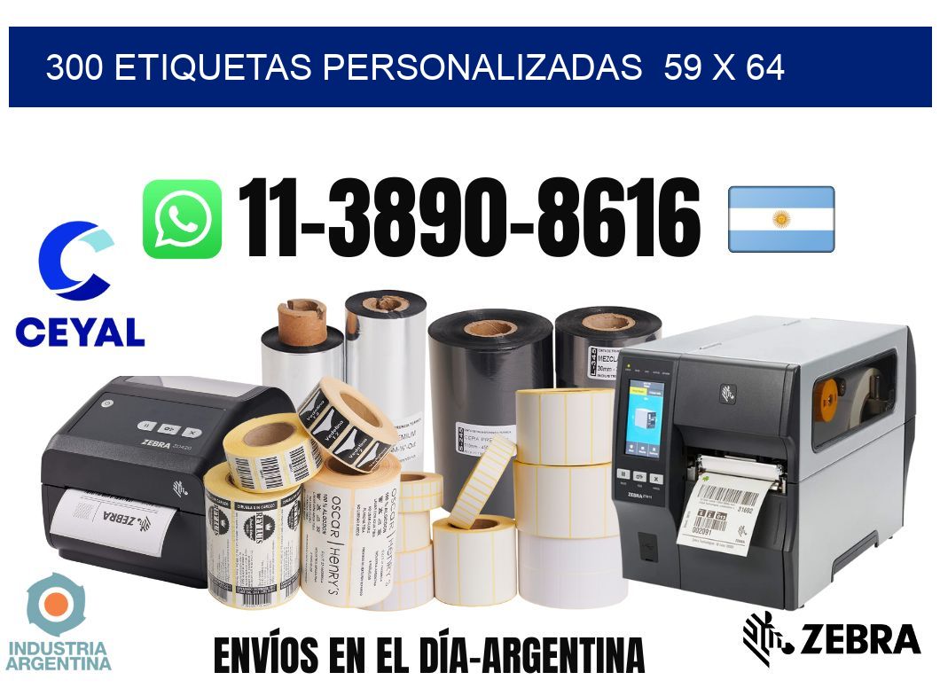 300 etiquetas personalizadas  59 x 64