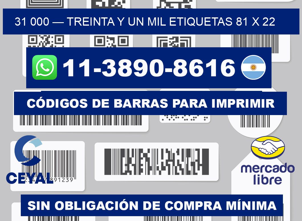 31 000 — treinta y un mil etiquetas 81 x 22
