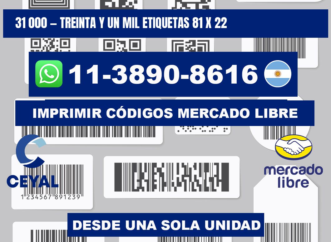 31 000 — treinta y un mil etiquetas 81 x 22