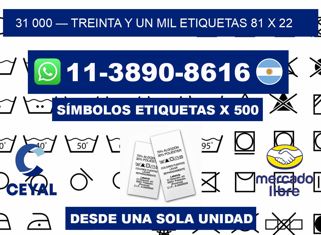 31 000 — treinta y un mil etiquetas 81 x 22
