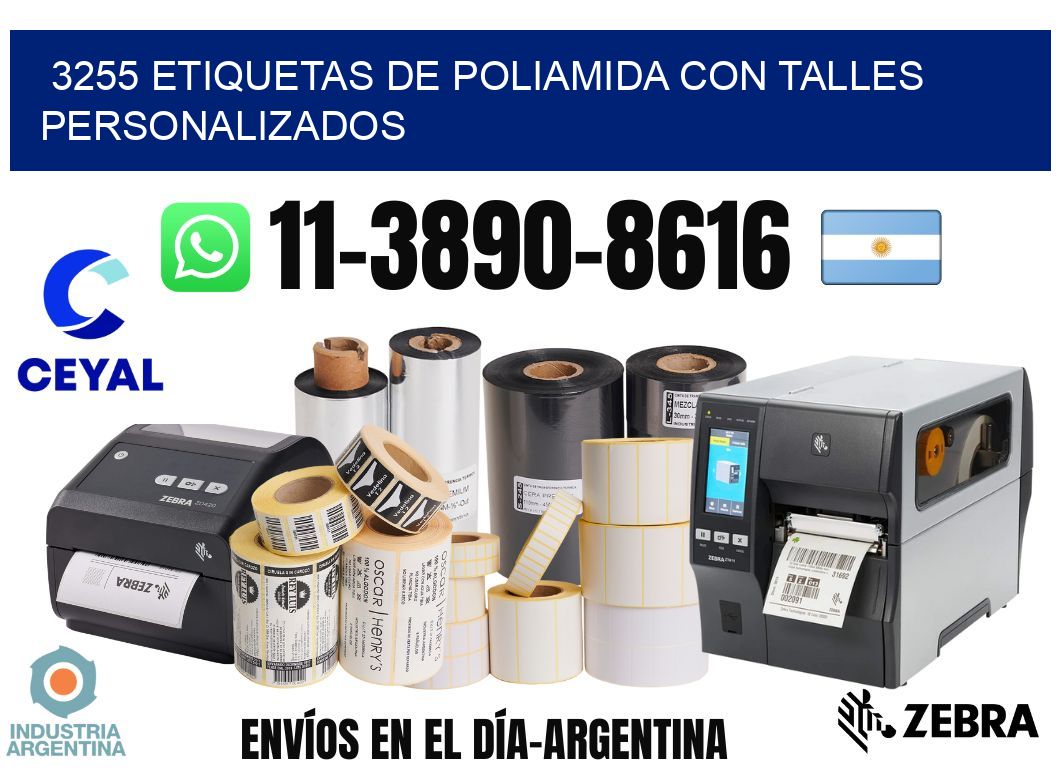 3255 Etiquetas de poliamida con talles personalizados