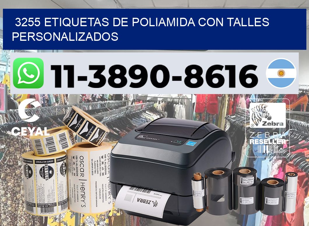 3255 Etiquetas de poliamida con talles personalizados