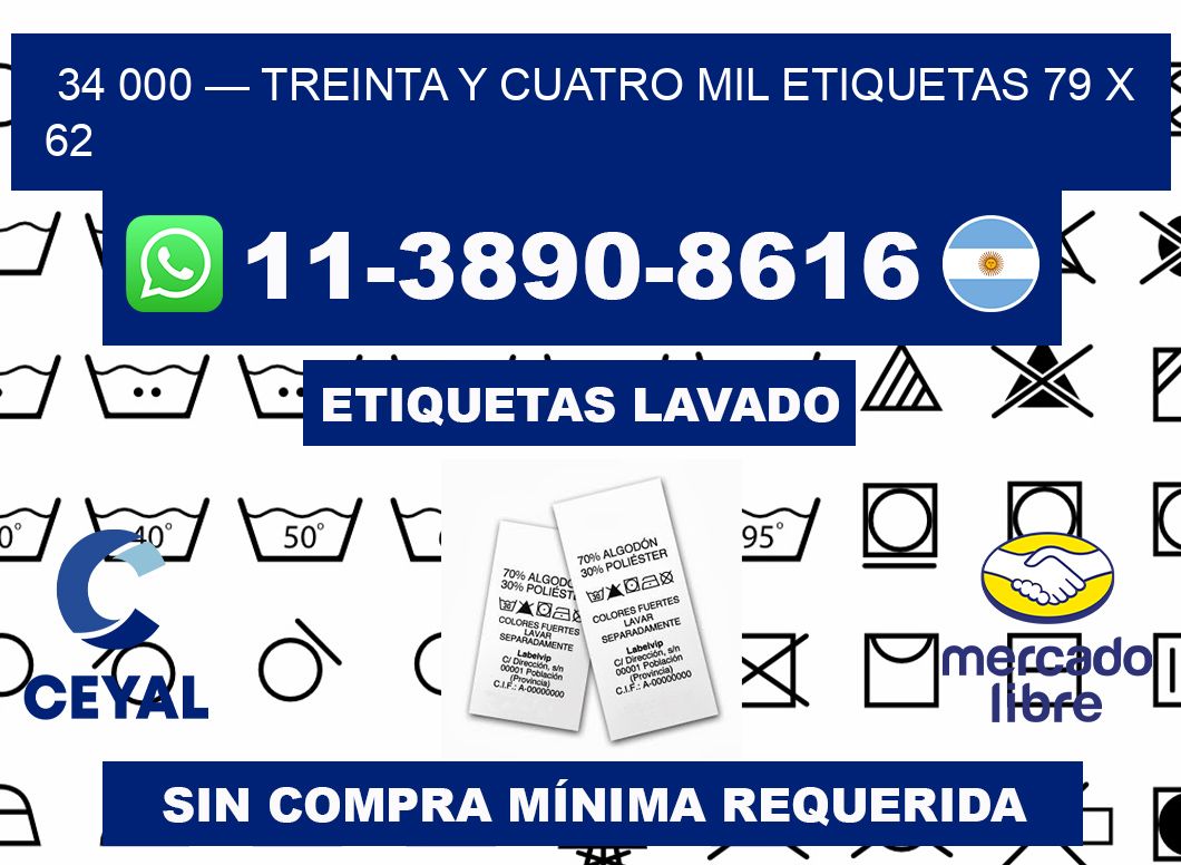 34 000 — treinta y cuatro mil etiquetas 79 x 62