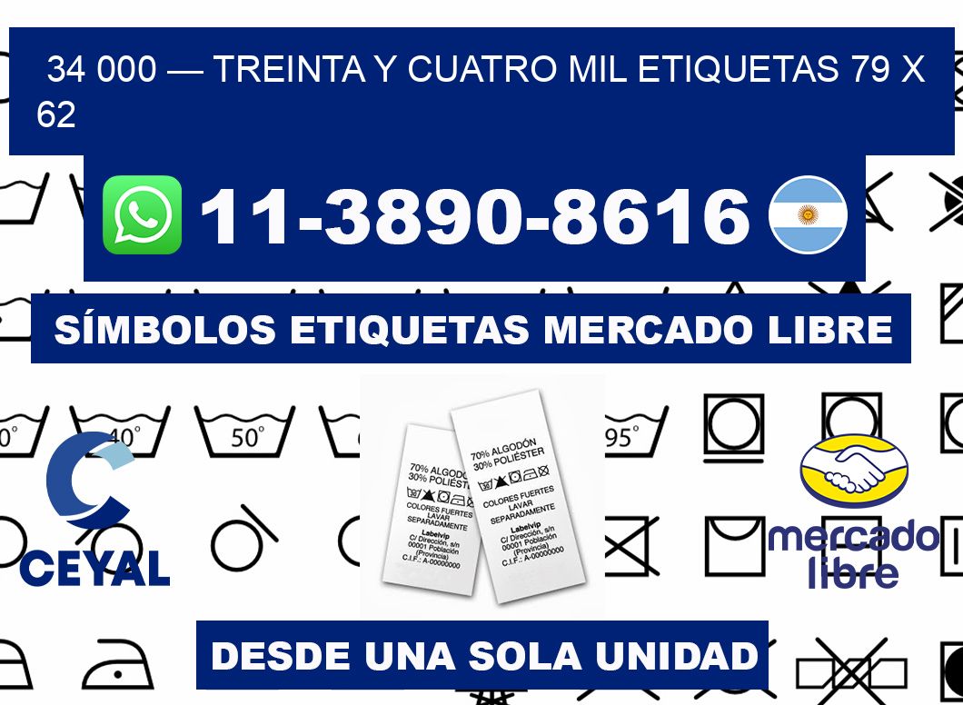 34 000 — treinta y cuatro mil etiquetas 79 x 62