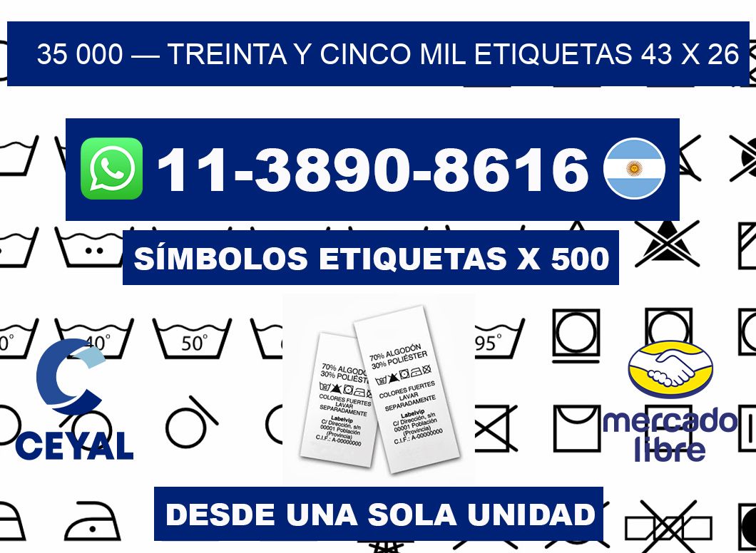 35 000 — treinta y cinco mil etiquetas 43 x 26