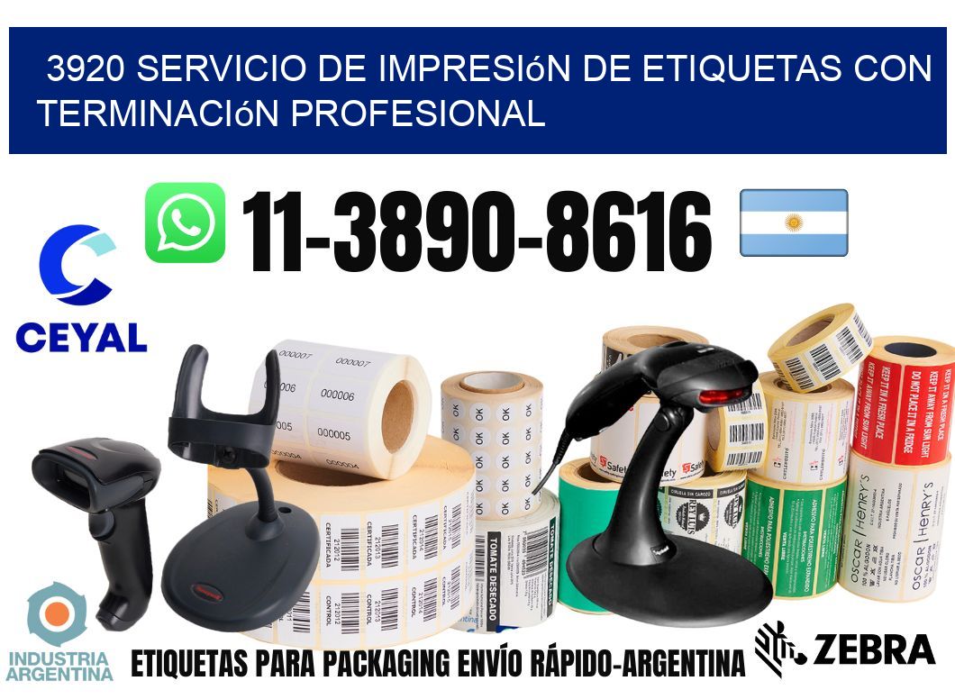 3920 Servicio de impresión de etiquetas con terminación profesional