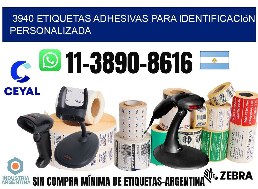 3940 Etiquetas adhesivas para identificación personalizada