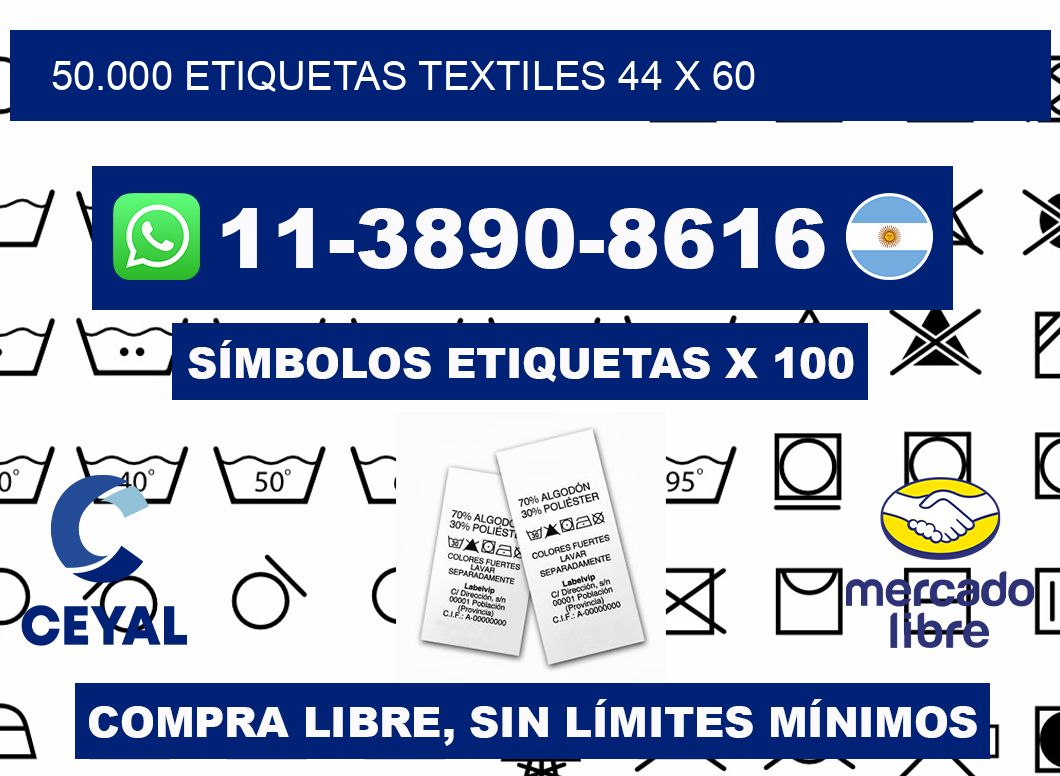 50.000 ETIQUETAS TEXTILES 44 x 60